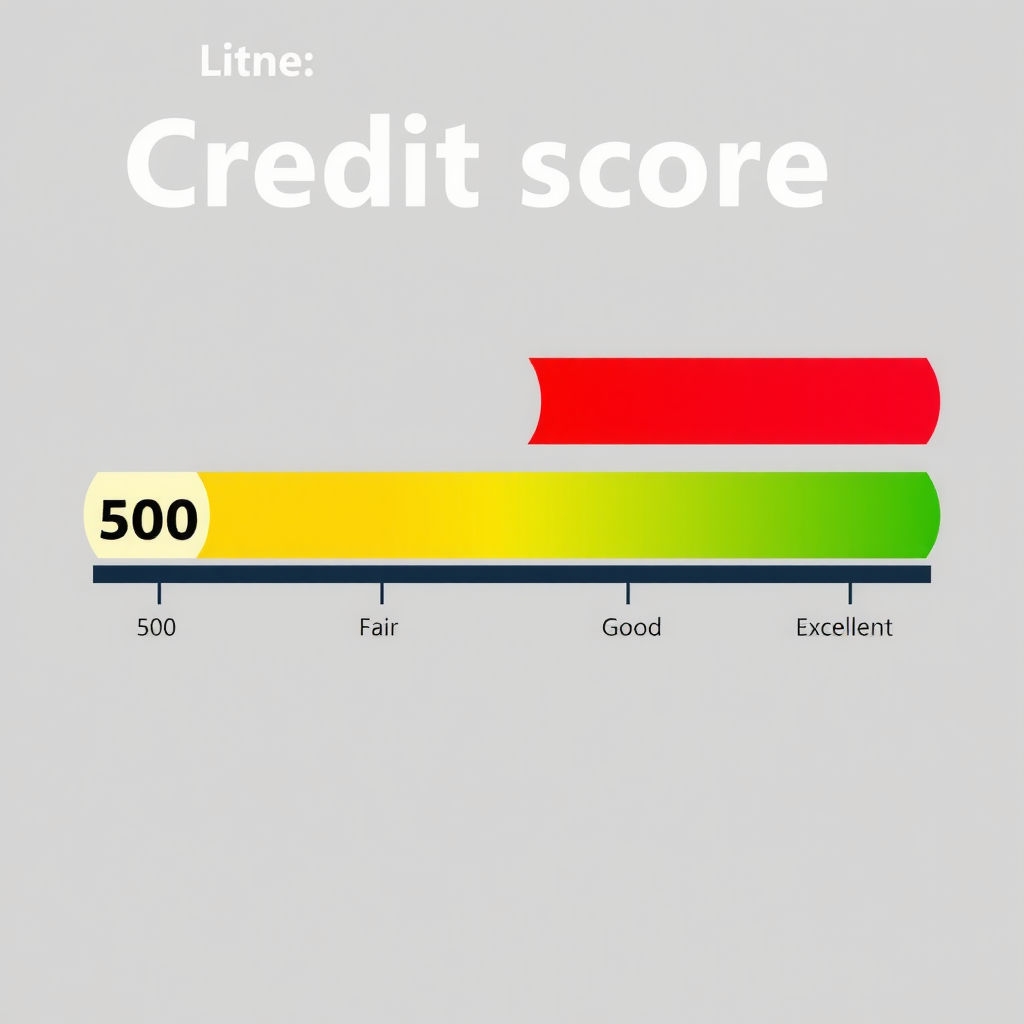 Инфографика, показывающая диапазоны кредитных рейтингов от 300 до 850, с цветовой кодировкой: красный для плохого рейтинга, желтый для среднего, зеленый для хорошего и темно-зеленый для отличного